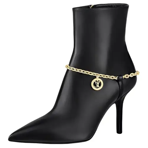 LOUIS VUITTON Mansion Cow Leather Ankle Boots Women's Black