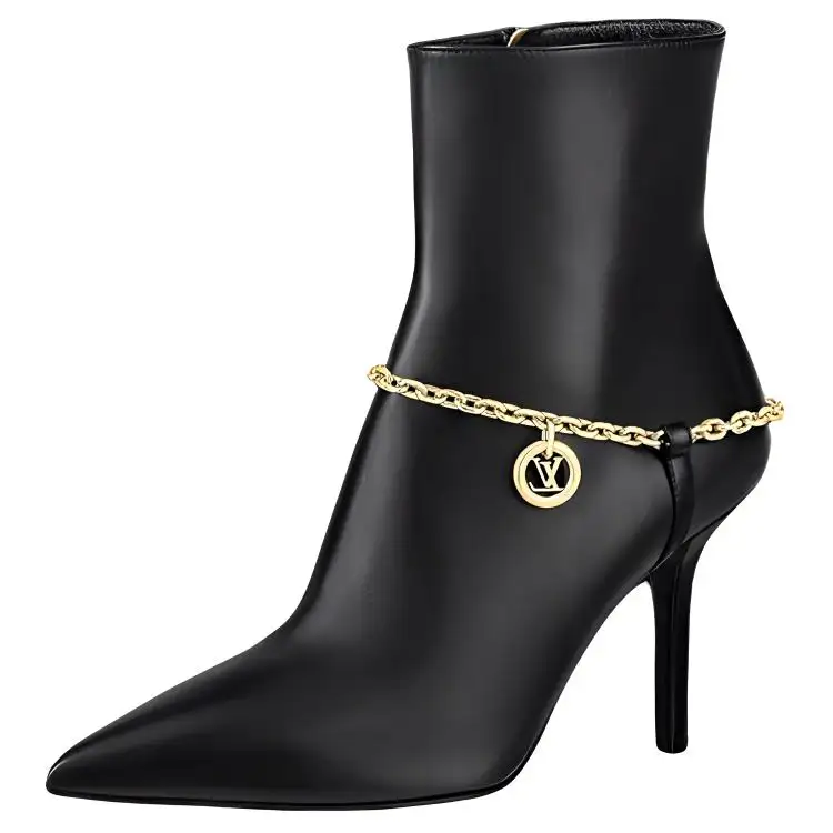 LOUIS VUITTON Mansion Cow Leather Ankle Boots Women's Black
