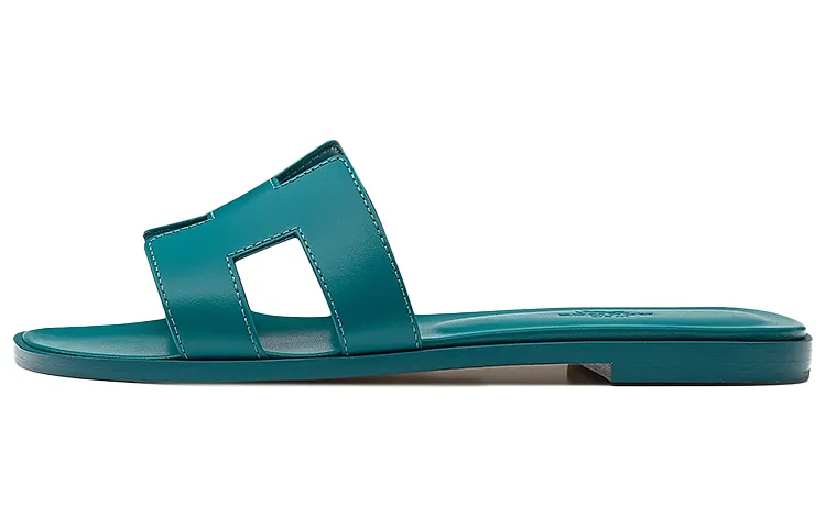 HERMES Oran Slide Slippers Women's Jadeite Green