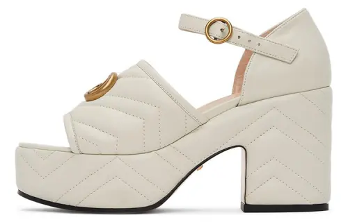 GUCCI Leather One Strap Sandals 10cm Women's White