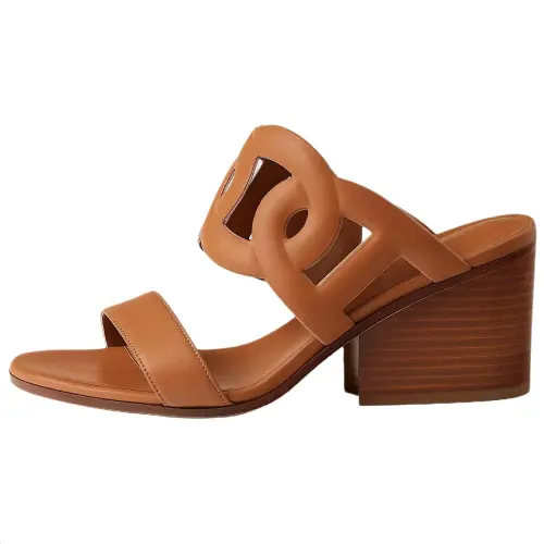 HERMES Lipari Slide Slippers 7cm Women's Brown