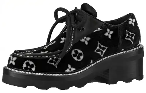 LOUIS VUITTON Beau Bourg Platform Shoes 'Black With White Monogram' Women's