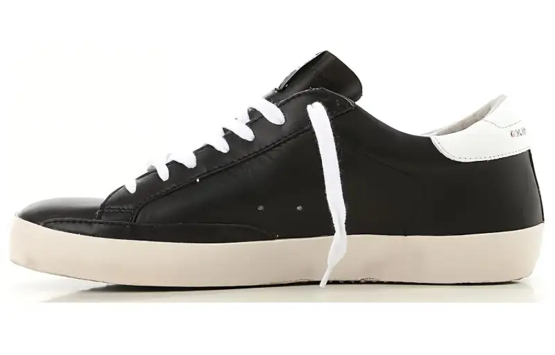 Golden Goose Super Star Leather Lace Up Stylish Skateboarding Shoes Men's Black