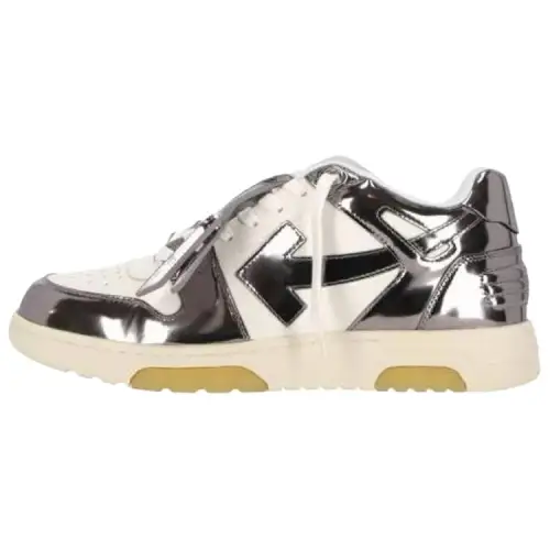 OFF WHITE Out Of Office Low Top Patent Sneaker 'Silver White'