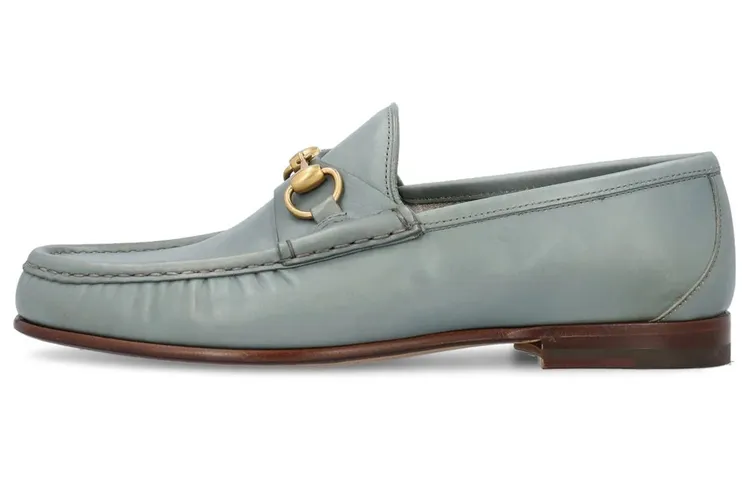GUCCI Horsebit 1953 Leather Loafers Men's Gray