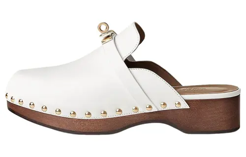 HERMES Carlotta Closed Toe Slippers Women's White