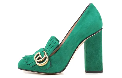 GUCCI Chunky Heel High Heels 10cm Women's Green