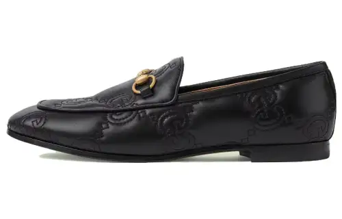 GUCCI Jordaan Loafer Black Gg Leather Women's