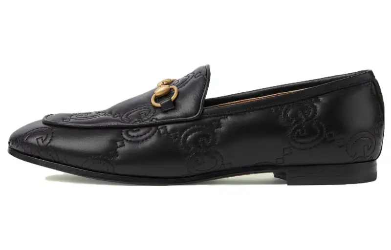 GUCCI Jordaan Loafer Black Gg Leather Women's