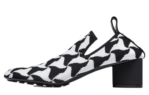 Bottega Veneta Stretch Chunky Heel High Heels 5CM Women's Black White