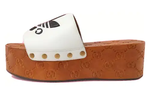 Adidas Originals x GUCCI Leather Slip on Stylish Sandal Women's White