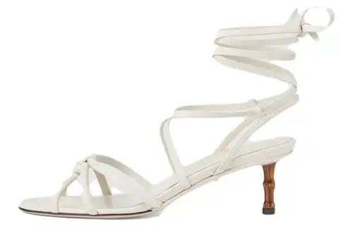 GUCCI Leather One Strap Sandals Women's White