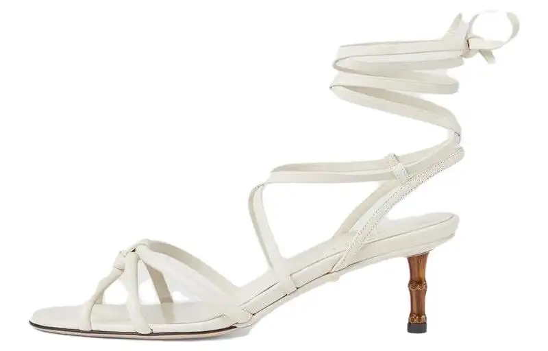 GUCCI Leather One Strap Sandals Women's White