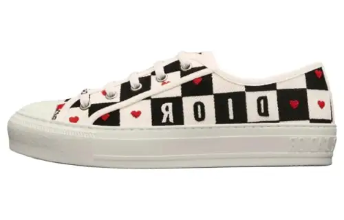 DIOR Walk'n'Dior Platform Shoes Low top Skateboard Shoes Women's Black Beige