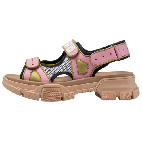 GUCCI Leather Gauze Beach Sandals 5.5cm Women's Pink