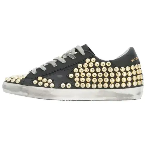 Golden Goose Super Star Skateboard Shoes Women's Low Top Black Gold