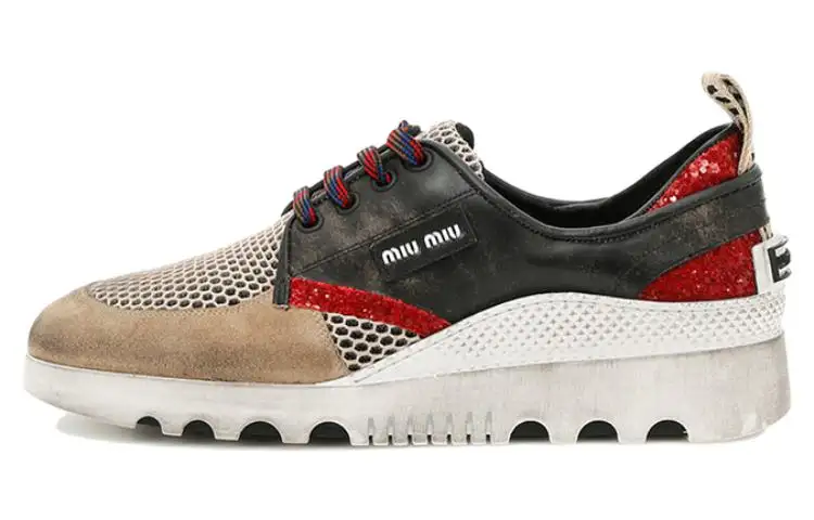 MIU MIU Leather Low top Casual Shoes Women's Black