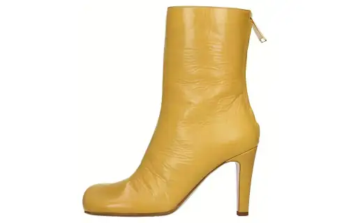Bottega Veneta Leather Ankle Boots 9.5cm Women's Yellow
