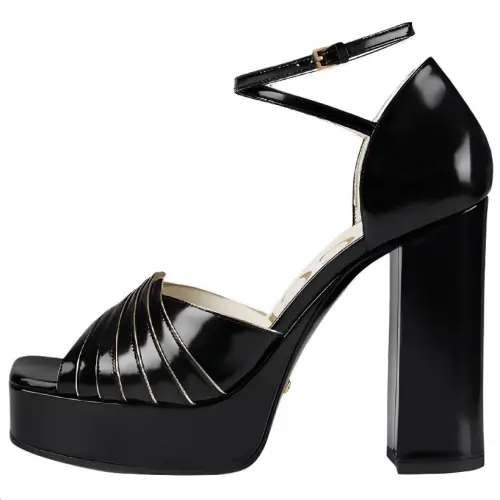 GUCCI Leather One Strap Sandals Women's Black