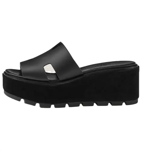 HERMES Eze Slide Slippers 6.5cm Women's Black
