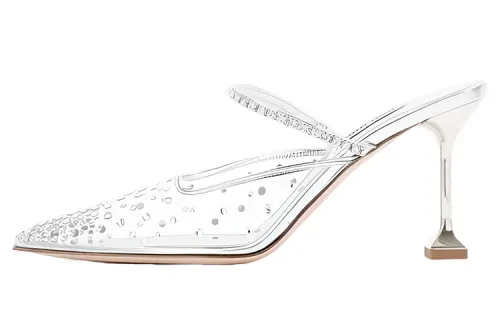 MIU MIU Closed Toe Slippers Women's Silver White