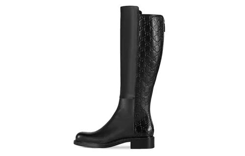 GUCCI Leather Knee high Boots Women's Black