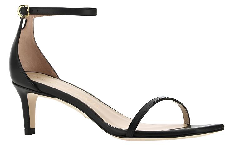 Stuart Weitzman/SW Leather Casual One Strap Sandals Women's Black