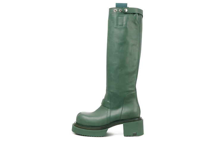 RICK OWENS/RO BOGUN Cow Leather Knee high Boots Men's Green