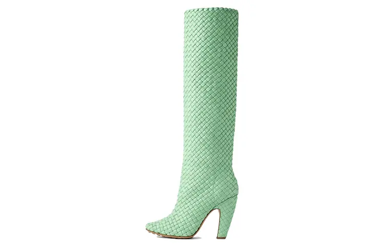 Bottega Veneta Leather Knee high Boots 10cm Women's Green