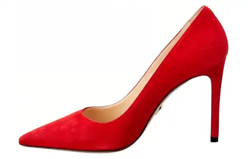 PRADA Leather Slim Heel High Heels Women's Red