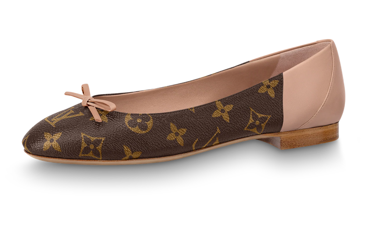 LOUIS VUITTON Chérie Leather Ballet Casual Shoes Women's Brown