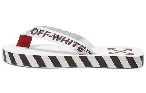 OFF WHITE Diagonal Stripes Flip Flops White AW20