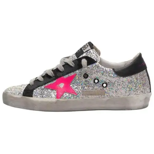 Golden Goose Super Star Casual Shoes Women's Silver Distressed