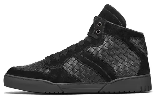 Bottega Veneta Cow Leather High top Stylish Skateboarding Shoes Men's Black