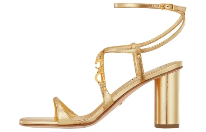 DIOR C'est Dior One Strap Sandals 8cm Women's Gold