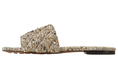 Bottega Veneta Padded Flat Sandal Camel Fabric Women's