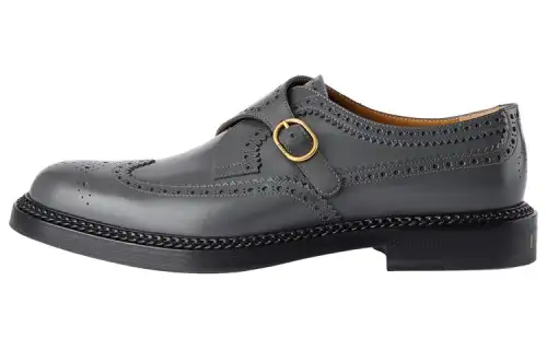 GUCCI Leather Fashion Men's Casual Shoes Men's Gray