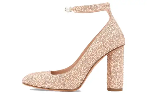DIOR Cow Leather Chunky Heel High Heels 10cm Women's Pink
