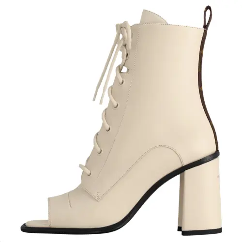 LOUIS VUITTON Berlin Cow Leather Ankle Boots 8.5cm Women's Beige