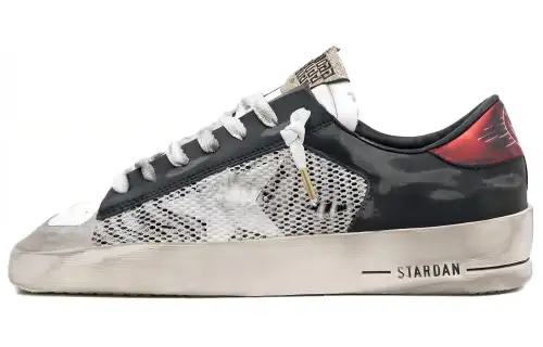 Golden Goose Stardan Stylish Skateboarding Shoes Women's Black White Distressed