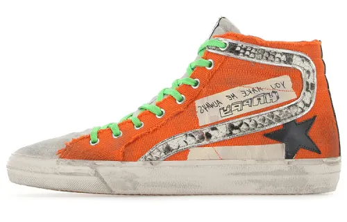 Golden Goose Slide High top Canvas Shoes Men's Orange