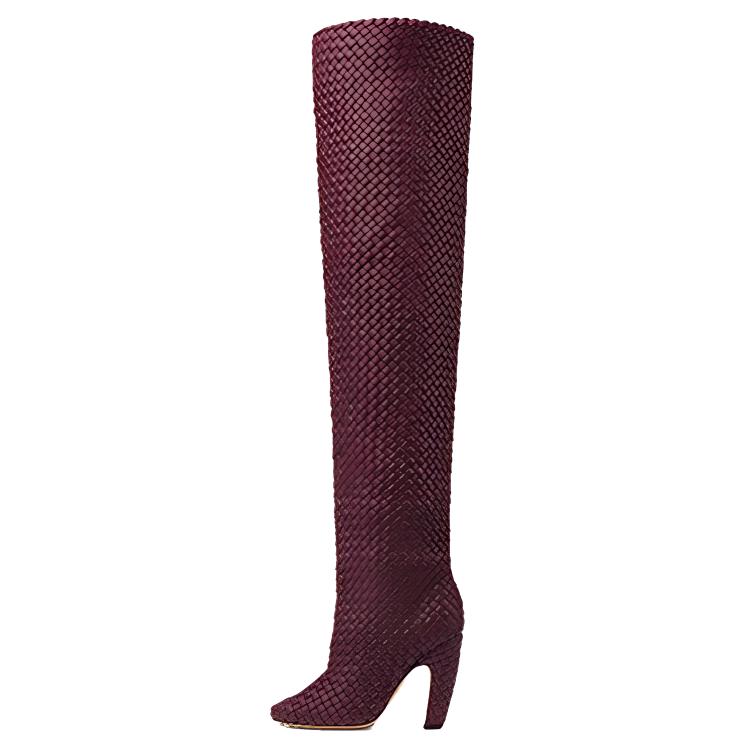 Bottega Veneta Canalazzo Over the knee Boots 10cm Women's Burgundy