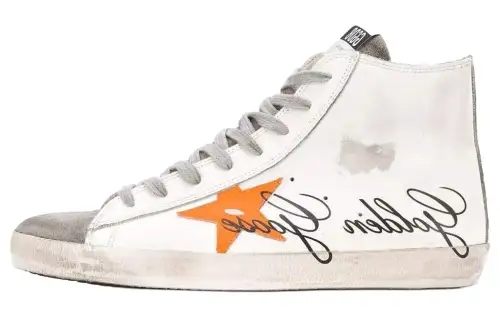 Golden Goose Hi Star Leather High top Skateboard Shoes Men's White