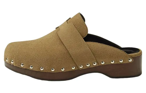 HERMES Calya Closed Toe Slippers Women's Brown