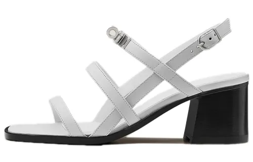 HERMES Eve 60 Leather Roman Sandals Women's White