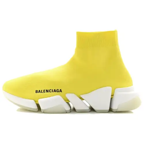 Balenciaga Speed 2.0 Recycled Knit Transparent Sole Yellow Women's