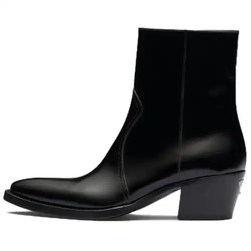 PRADA Camperos Leather Ankle Boots Women's Black