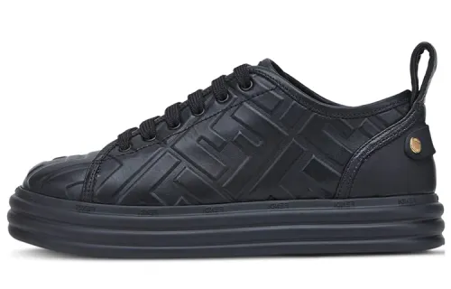 FENDI Leather Flatform Black Women's