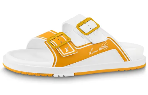LOUIS VUITTON Trainer Slide Slippers Men's White Yellow