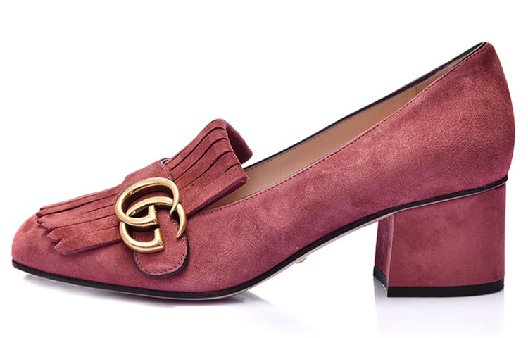 GUCCI Suede Chunky Heel High Heels Women's Pink